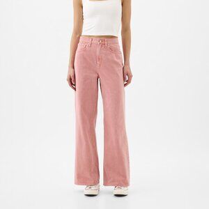 Gap Women's High-rise Wide Leg Jeans Pink Rosette Size 20/35R W35 L30 Denim NEW